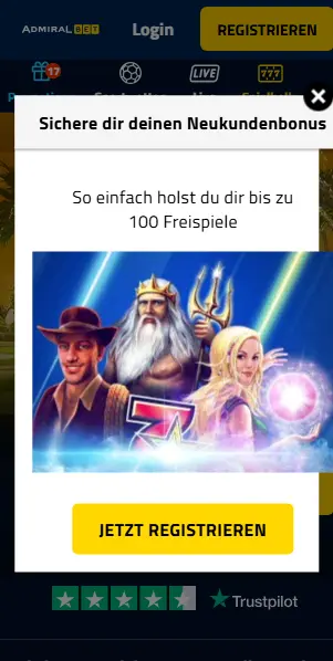 Browser-Version von ADMIRAL SPORT WETTEN